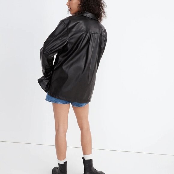 Madewell Faux Leather Oversized Shirt-Jacket - Picture 3 of 7